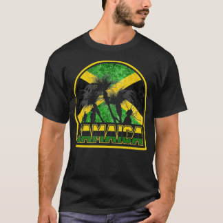 Funny Jamaica Flag Palm Summer Vacation automobile T-shirt