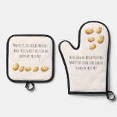 Funny Jane Austen Inspired Boiled Potato Quote Ovenwant & Pannenlap Set (Voorkant)