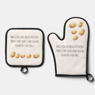 Funny Jane Austen Inspired Boiled Potato Quote Ovenwant & Pannenlap Set