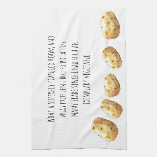 Funny Jane Austen Inspired Boiled Potato Quote Theedoek (Verticaal)