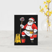 Funny Janitor Santa Christmas Graphic Cleaner Clea Kaart (Gele Bloem)