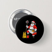 Funny Janitor Santa Christmas Graphic Cleaner Clea Ronde Button 5,7 Cm (Voorkant /achterkant)
