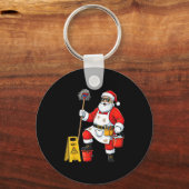 Funny Janitor Santa Christmas Graphic Cleaner Clea Sleutelhanger (Voorkant)