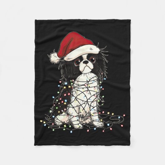 Funny Japanese Chin Christmas Graphics Dog Lights  Fleece Deken (Voorkant)