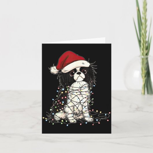Funny Japanese Chin Christmas Graphics Dog Lights  Kaart (Voorkant)