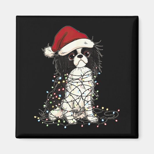 Funny Japanese Chin Christmas Graphics Dog Lights  Magneet (Voorkant)