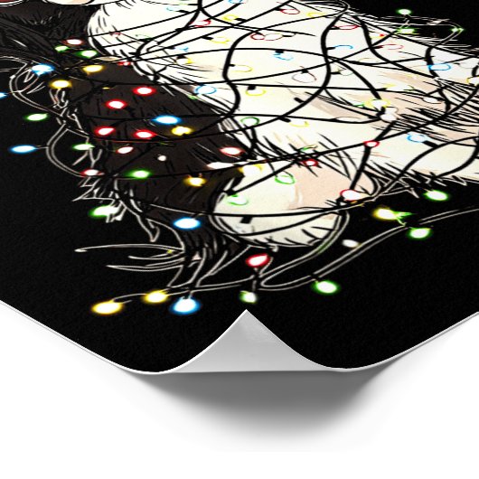 Funny Japanese Chin Christmas Graphics Dog Lights  Poster (Hoek)