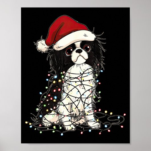 Funny Japanese Chin Christmas Graphics Dog Lights  Poster (Voorkant)
