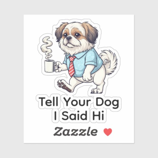 Funny Japanese Chin Dog Business Suit Coffee  Sticker (Vel)