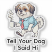 Funny Japanese Chin Dog Business Suit Coffee  Sticker (Voorkant)