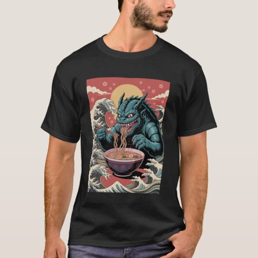 Funny Japanese Monster Ramen Lover Anime Noodle Fa T-shirt (Voorkant)