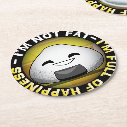 Funny japanese riceball ronde kartonnen onderzetter (Gebogen)