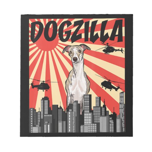Funny Japans Dogzilla Whippet Notitieblok (Voorkant)