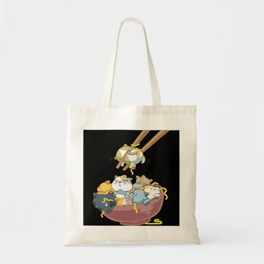 Funny Japans Ramen Cats Kawaii Tote Bag (Voorkant)