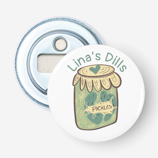 Funny Jar of Pickles Dill Green Food Lover Button Flesopener (Voorkant)