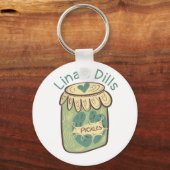 Funny Jar of Pickles Dill Green Food Lover Sleutelhanger (Voorkant)