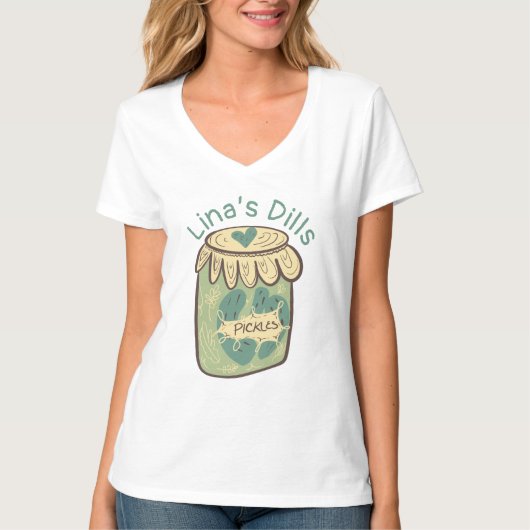 Funny Jar of Pickles Dill Green Food Lover T-Shirt (Voorkant)