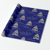 Funny Jaws Cartoon Sharks Patterned Cadeaupapier (Uitgerold)