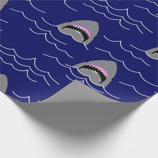 Funny Jaws Cartoon Sharks Patterned Cadeaupapier (Hoek)