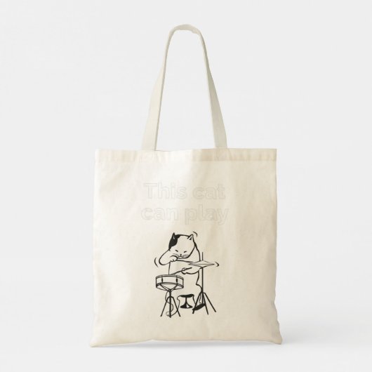 Funny Jazz Cat Drummer Tote Bag (Achterkant)