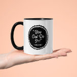 Funny Je kunt het doen Koffiemok<br><div class="desc">Zwarte en witte retro badge met bijtende tekst,  "Je kunt het" - Koffie,  grappige koffie-mok</div>