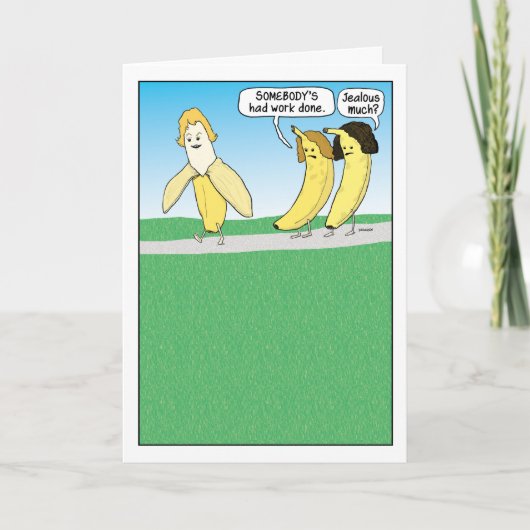 Funny Jealous Banana Birthday Kaart (Voorkant)