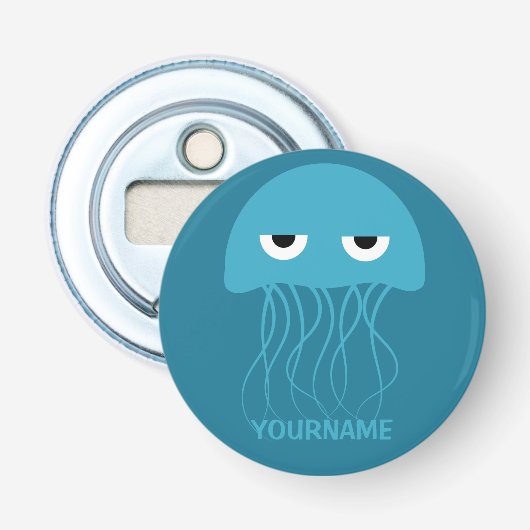 Funny Jellyfish aangepaste flesopener Button Flesopener (Voorkant)