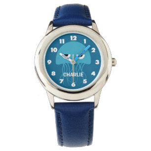 Funny Jellyfish aangepaste monogram horloges