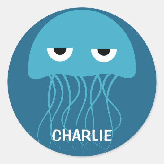 Funny Jellyfish aangepaste naam stickers (Voorkant)