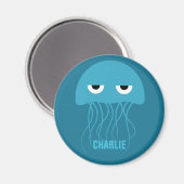 Funny Jellyfish monogram magnet (Voorkant / Achterkant)