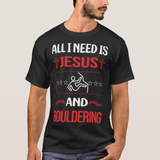 Funny Jesus Bouldering Rock klimt T-shirt (Voorkant)