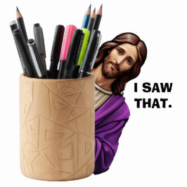 Funny Jesus Christ I Saw That Peeking Pen Pot 2D Staand Fotobeeldje