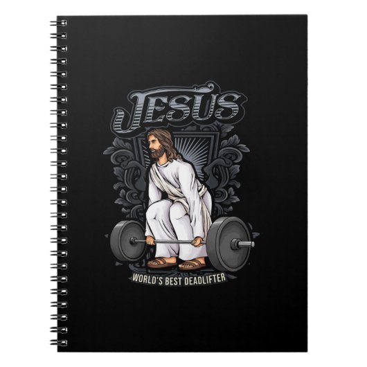 Funny Jesus Christelijk Weight Lifting Pun Mannen  Notitieboek (Voorkant)