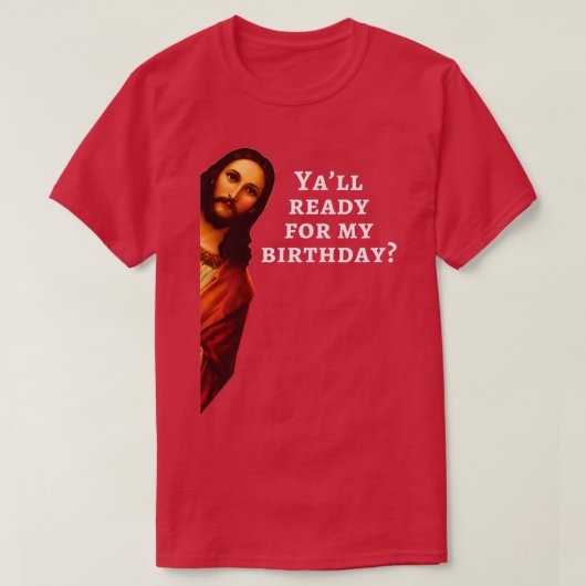 Funny Jesus Happy Birthday kerstcadeau T-shirt (Design voorkant)