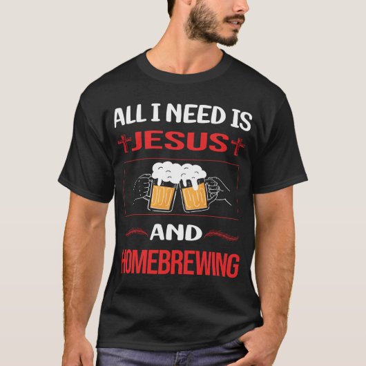 Funny Jesus Homebrouwen Homebrew Homebrewer Beer H T-shirt (Voorkant)