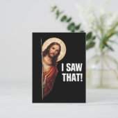 Funny Jesus "I Saw That" Christian meme design Briefkaart (Staand voorkant)