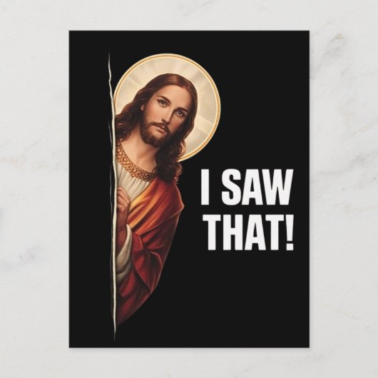 Funny Jesus "I Saw That" Christian meme design Briefkaart (Voorkant)