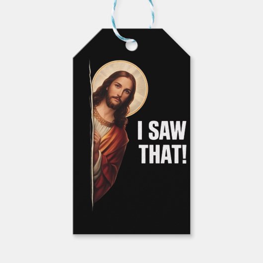 Funny Jesus "I Saw That" Christian meme design Cadeaulabel (Voorkant)
