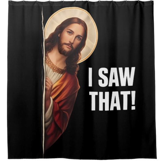 Funny Jesus "I Saw That" Christian meme design Douchegordijn (Voorkant)