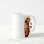 Funny Jesus "I Saw That" Christian meme design Koffiemok (Voorkant rechts)