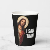 Funny Jesus "I Saw That" Christian meme design Papieren Bekers (Achterkant)