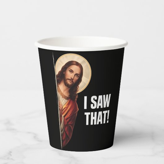Funny Jesus "I Saw That" Christian meme design Papieren Bekers (Voorkant)