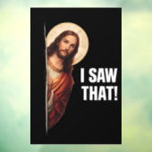 Funny Jesus "I Saw That" Christian meme design Raamsticker (Vel 3)