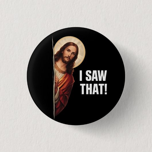 Funny Jesus "I Saw That" Christian meme design Ronde Button 3,2 Cm (Voorkant)