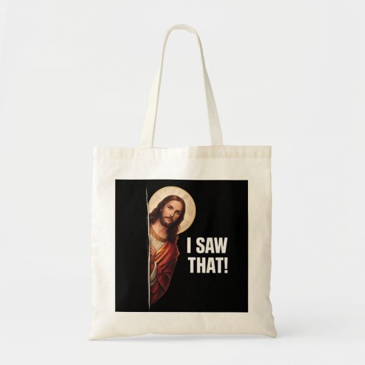 Funny Jesus "I Saw That" Christian meme design Tote Bag (Voorkant)