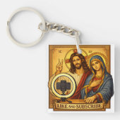 Funny Jesus Mary Influencer Sleutelhanger (voorkant)