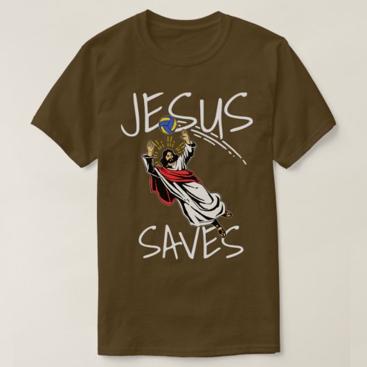Funny Jesus redt volleyball Gift Print Volleyball T-shirt (Design voorkant)