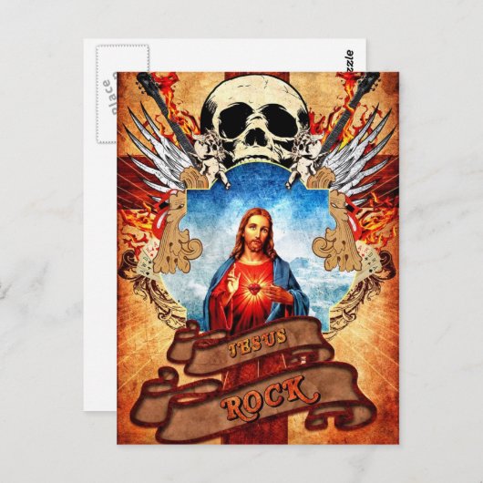 Funny Jesus rock Briefkaart (Voorkant / Achterkant)