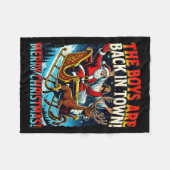 Funny Jesus Santa The Boys Are Back In Town Merry Fleece Deken (Voorkant (Horizontaal))