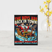 Funny Jesus Santa The Boys Are Back In Town Merry  Kaart (Gele Bloem)